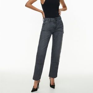 Denim Forum The Carpenter Lo-Rise Loose Jean in Black Wash size 25